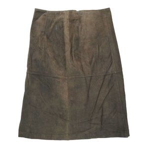 Vintage Skirt Women 10 Brown Dark Retro Straight Shell Leather  Lining Nylon Y2K